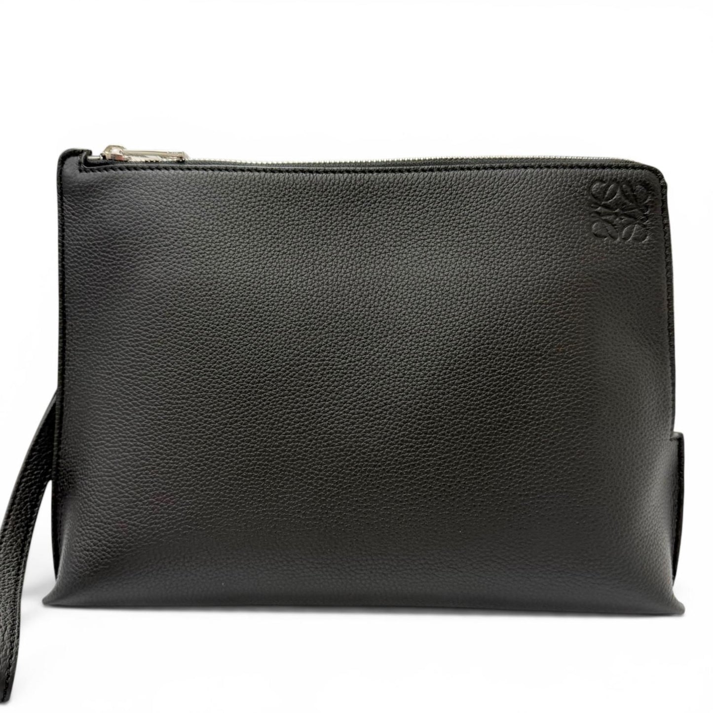 Loewe Leather Anagram Embossed Logo L Zip Pouch Clutch Black