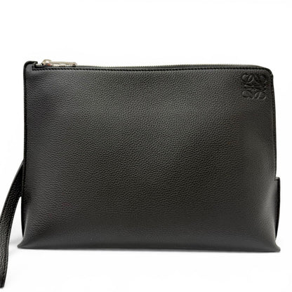 Loewe Leather Anagram Embossed Logo L Zip Pouch Clutch Black