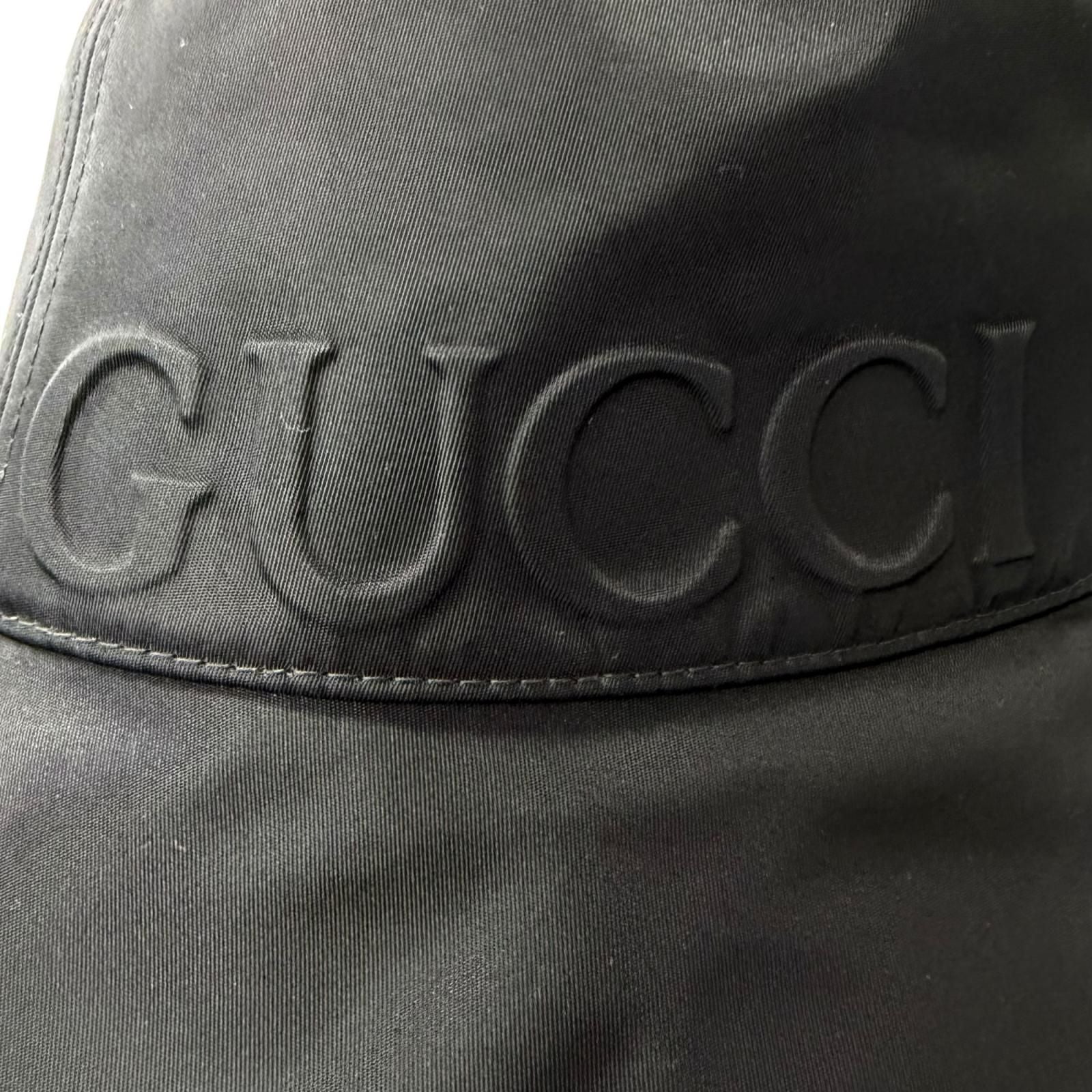 Gucci Web Stripe Embossed Logo Bucket Hat Black M 58 — view 5