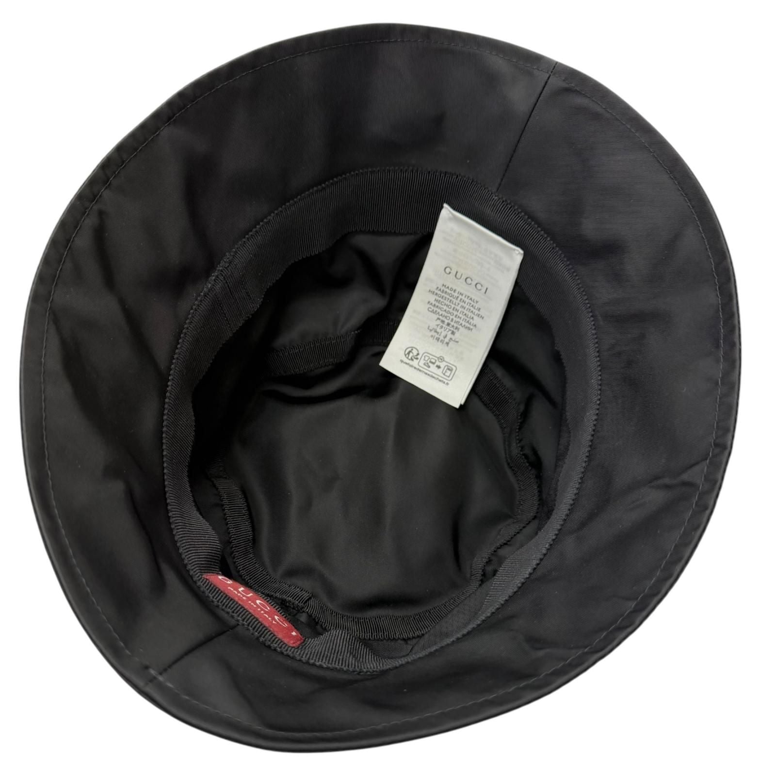 Gucci Web Stripe Embossed Logo Bucket Hat Black M 58 — view 6