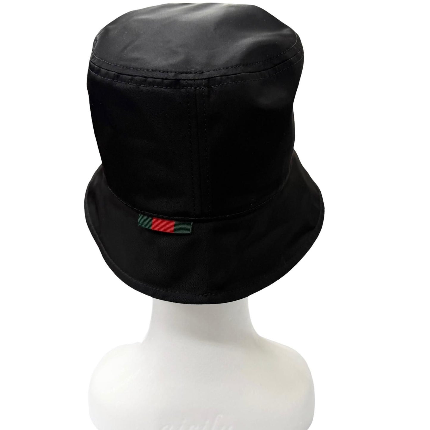 Gucci Web Stripe Embossed Logo Bucket Hat Black M 58 — view 3