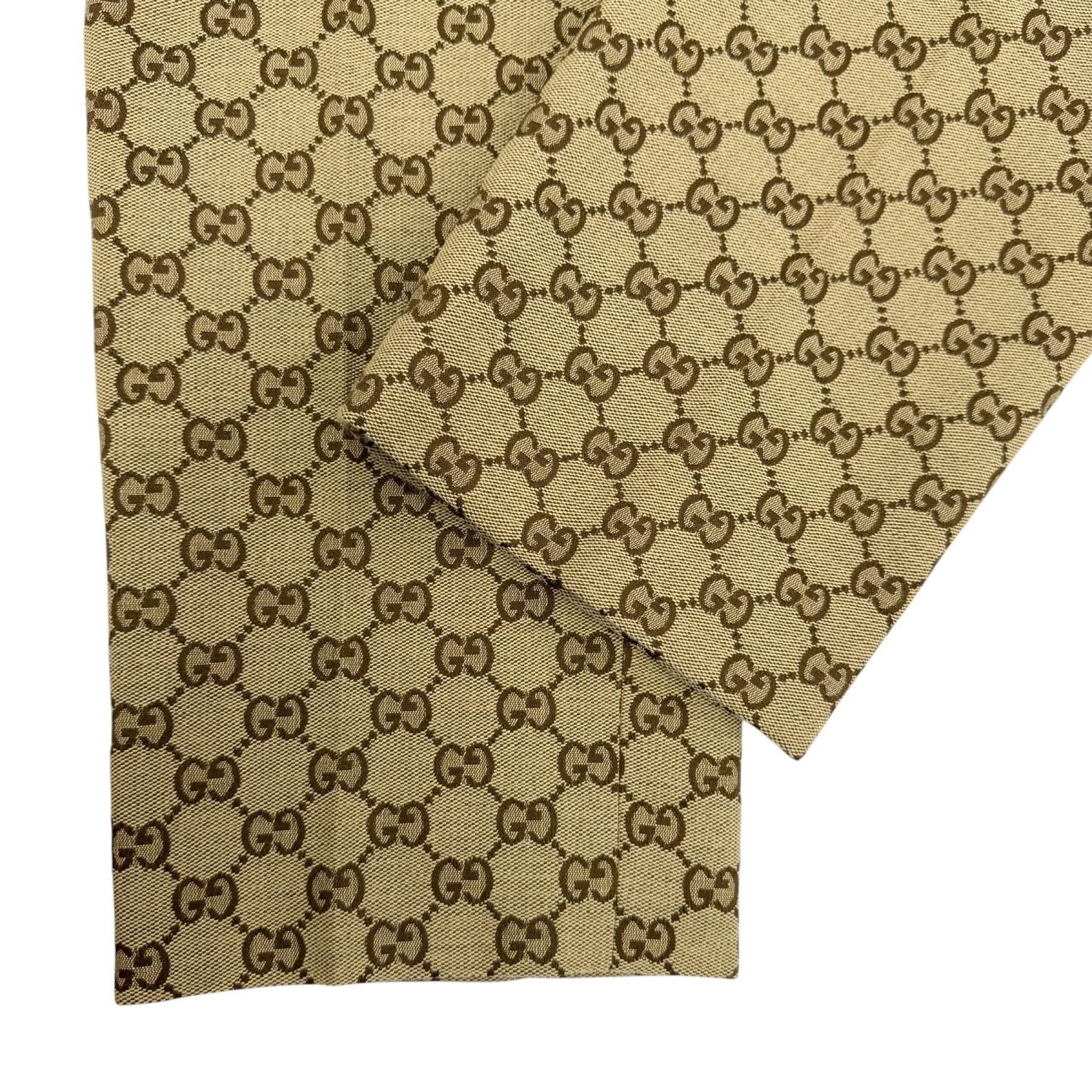 Gucci Cotton Logo Buttoned GG Allover Pattern Leather Easy Pants Jogger Brown 44 — view 6