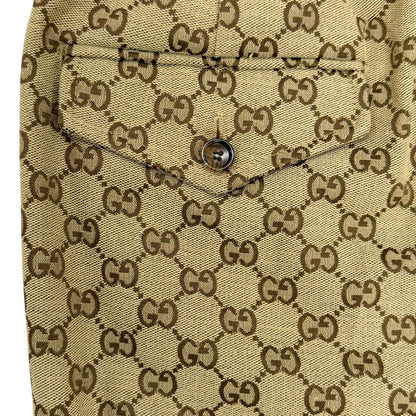 Gucci Cotton Logo Buttoned GG Allover Pattern Leather Easy Pants Jogger Brown 44 — view 5