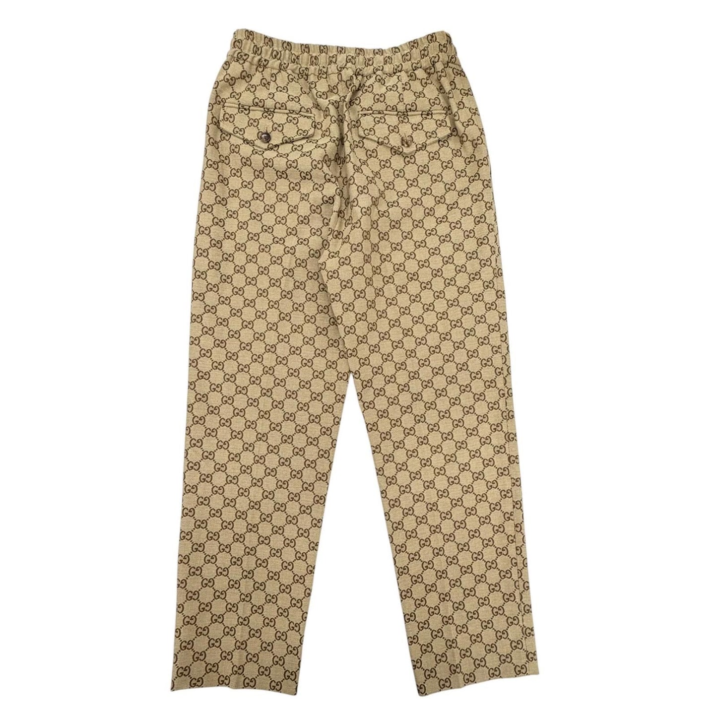 Gucci Cotton Logo Buttoned GG Allover Pattern Leather Easy Pants Jogger Brown 44 — view 2