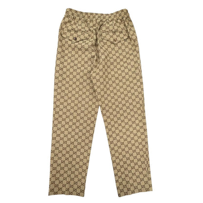 Gucci Cotton Logo Buttoned GG Allover Pattern Leather Easy Pants Jogger Brown 44 — view 2