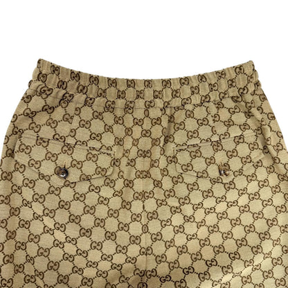 Gucci Cotton Logo Buttoned GG Allover Pattern Leather Easy Pants Jogger Brown 44 — view 4