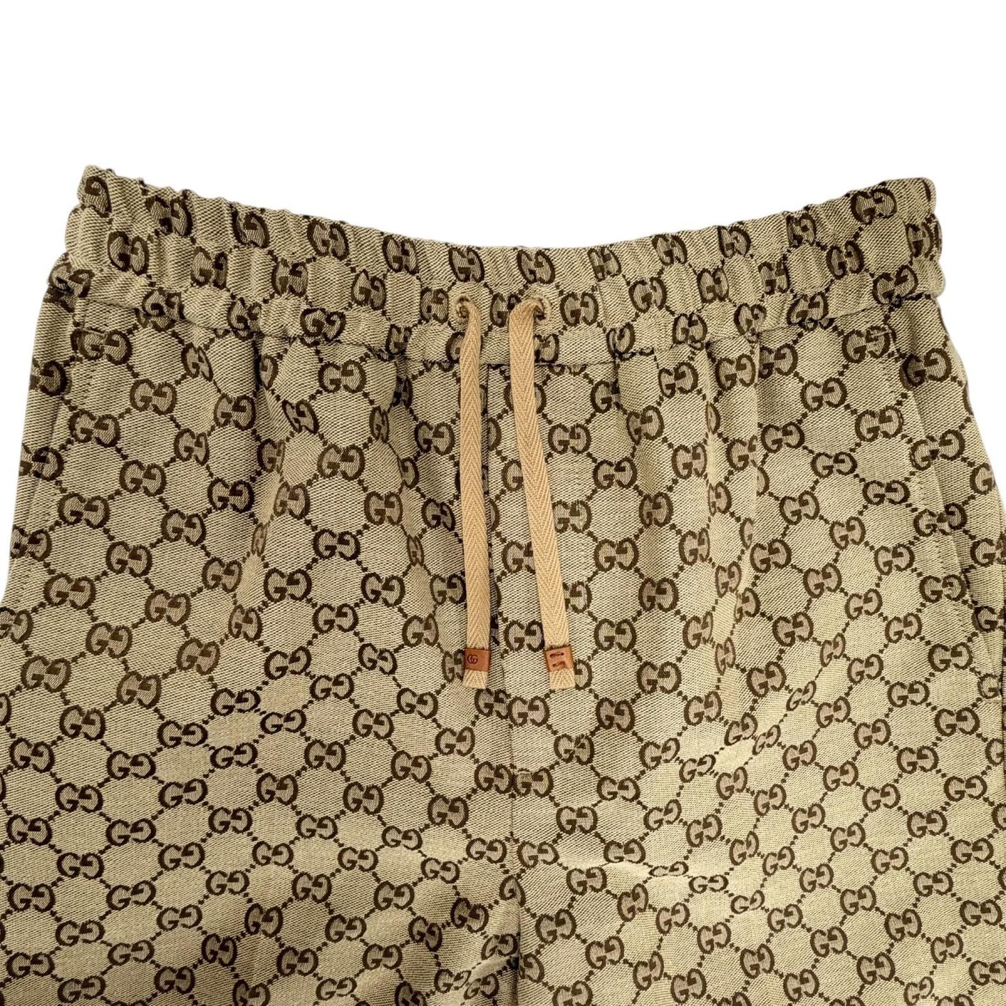 Gucci Cotton Logo Buttoned GG Allover Pattern Leather Easy Pants Jogger Brown 44 — view 3