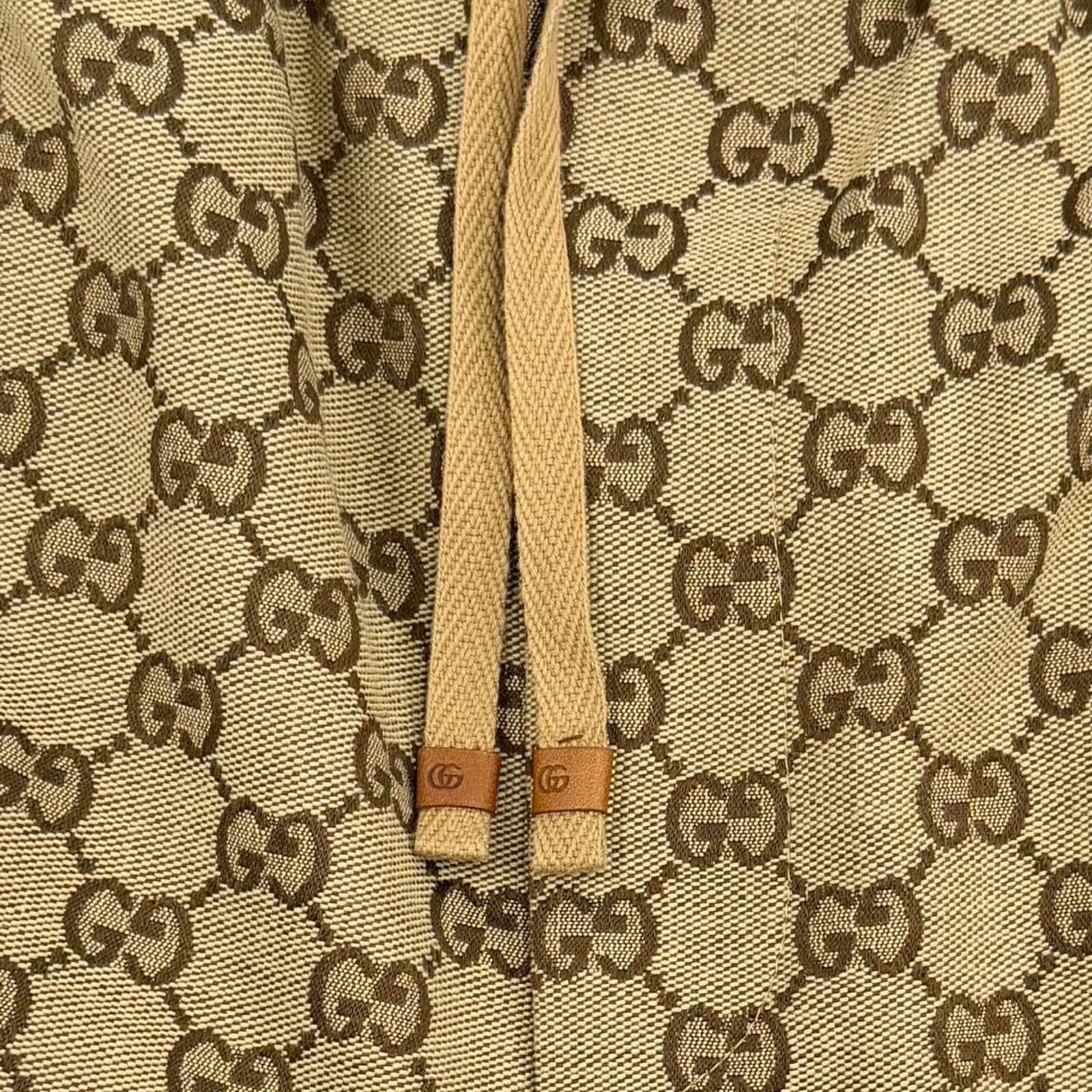 Gucci Cotton Logo Buttoned GG Allover Pattern Leather Easy Pants Jogger Brown 44 — view 8