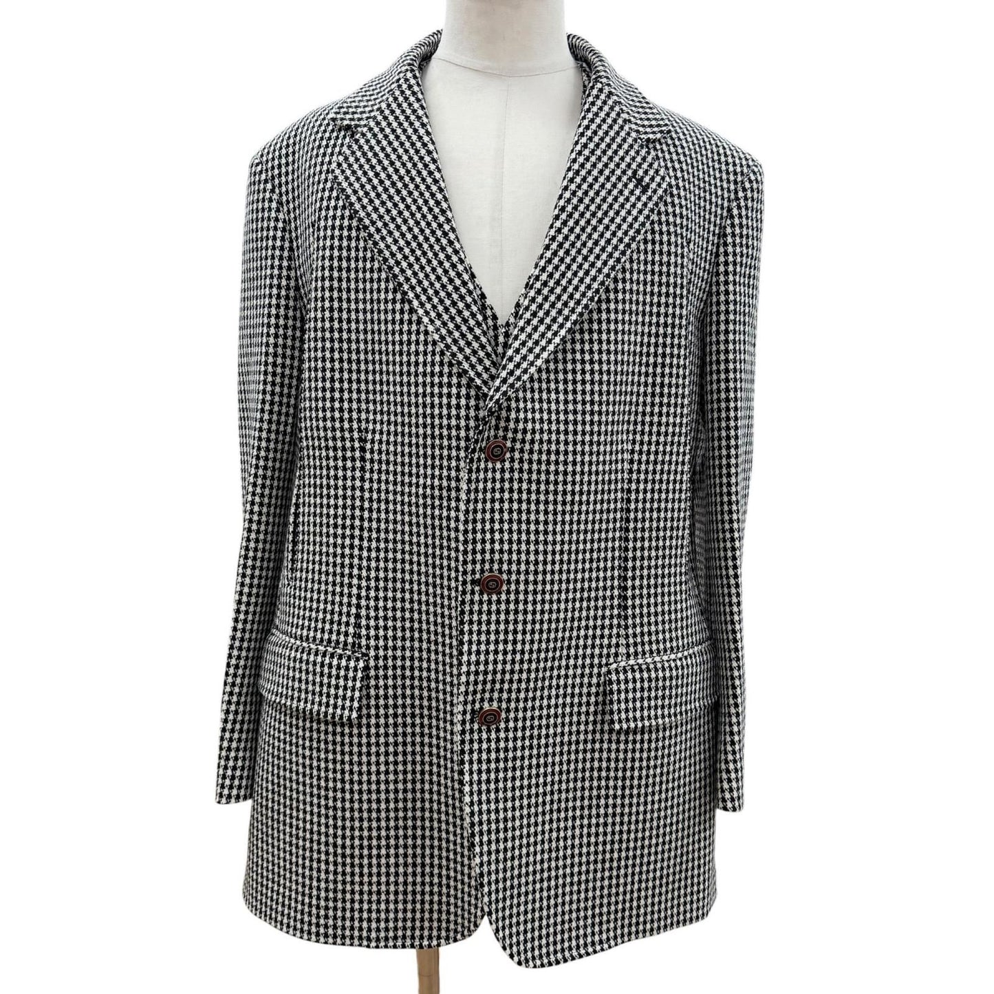 Gucci Cashmere Blend Interlocking Button Houndstooth Pattern Vest Set