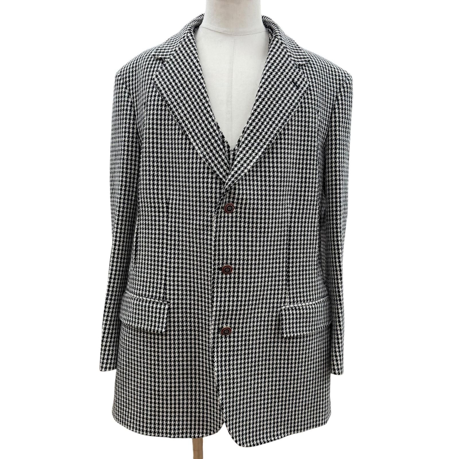 Gucci Cashmere Blend Interlocking Button Houndstooth Pattern Vest Set