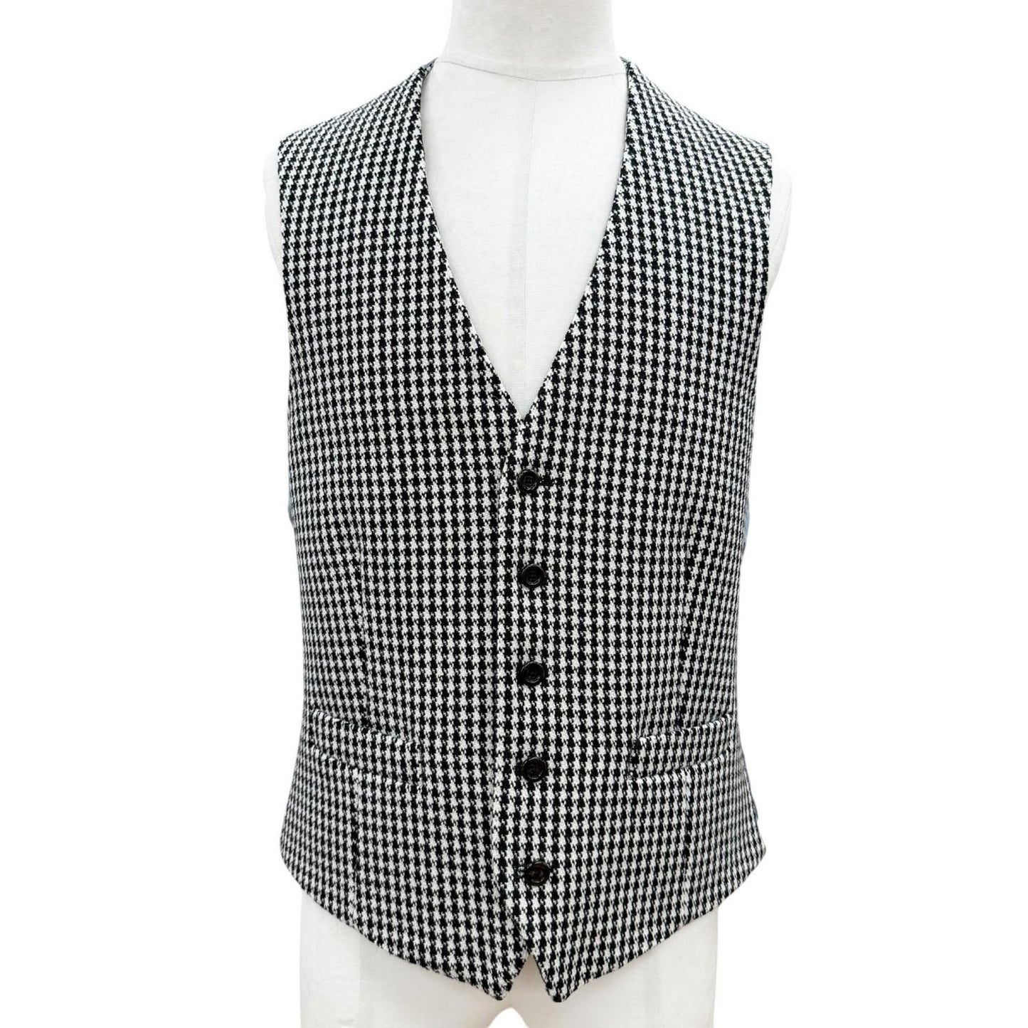 Gucci Cashmere Blend Interlocking Button Houndstooth Pattern Vest Set — view 6