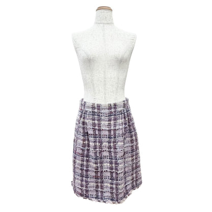 Chanel Coco Button Lame Thread Sequins Mohair Blend Tweed Skirt Purple 36 — view 2