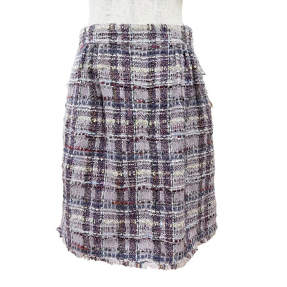 Chanel Coco Button Lame Thread Sequins Mohair Blend Tweed Skirt Purple 36