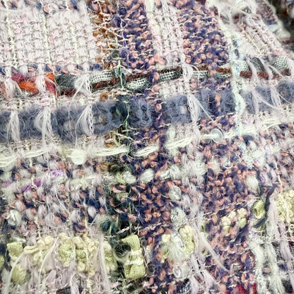 Chanel Coco Button Lame Thread Sequins Mohair Blend Tweed Skirt Purple 36 — view 7