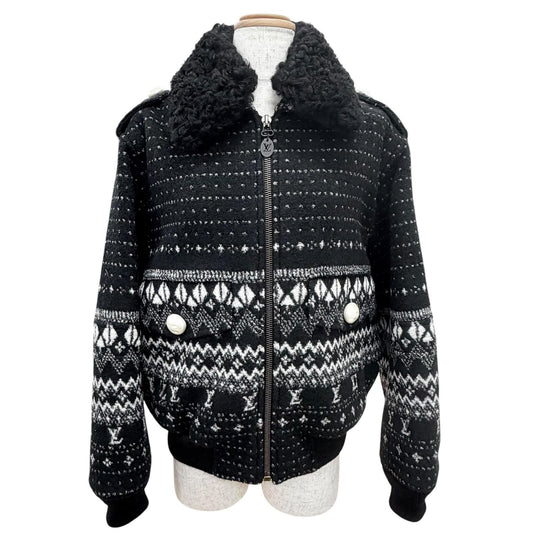 Louis Vuitton Alpine Jacquard Zip Up Jacket Black 34 Hanger Garment Included
