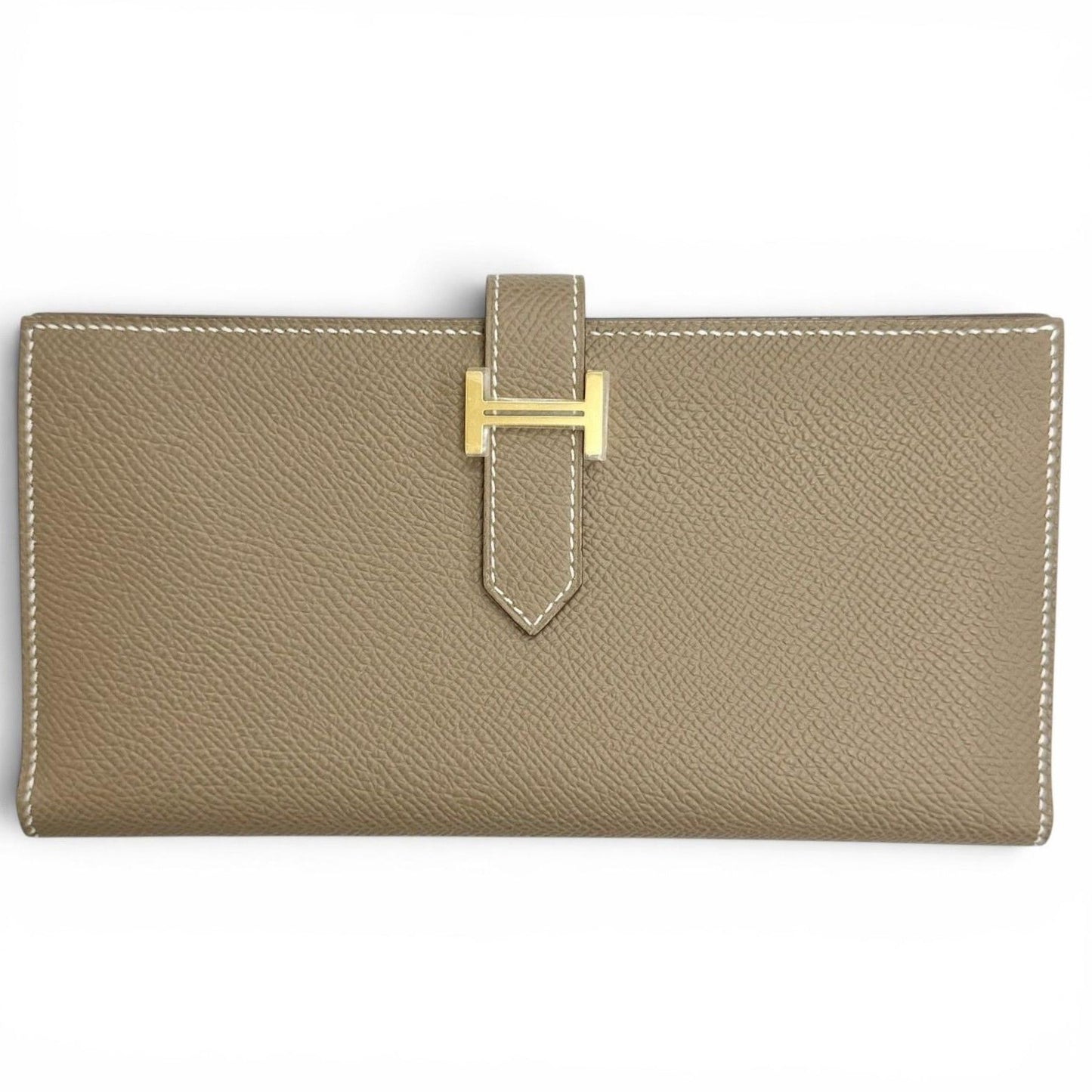 Hermes Bearn Souffle Veau Epsom Etoupe Gold Bifold Wallet
