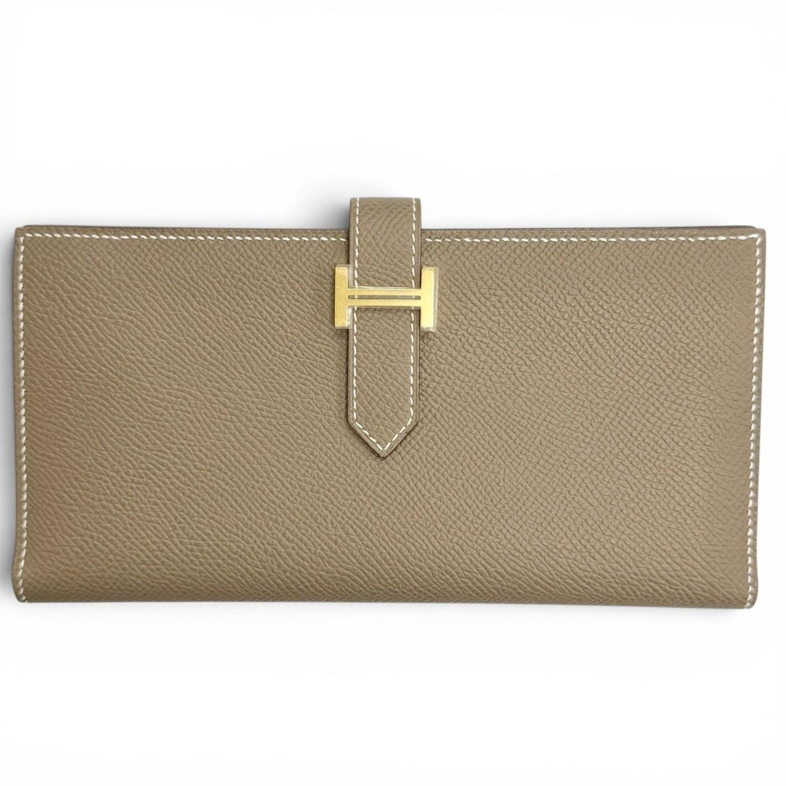 Hermes Bearn Souffle Veau Epsom Etoupe Gold Bifold Wallet