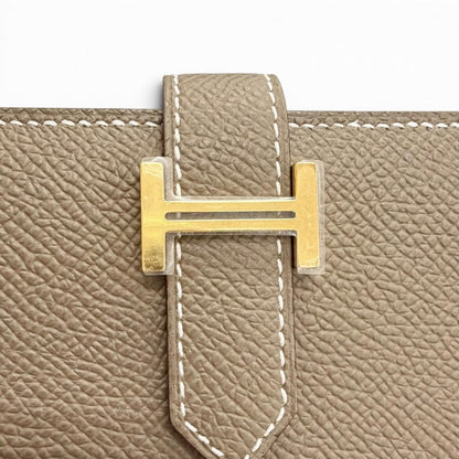 Hermes Bearn Souffle Veau Epsom Etoupe Gold Bifold Wallet — view 9
