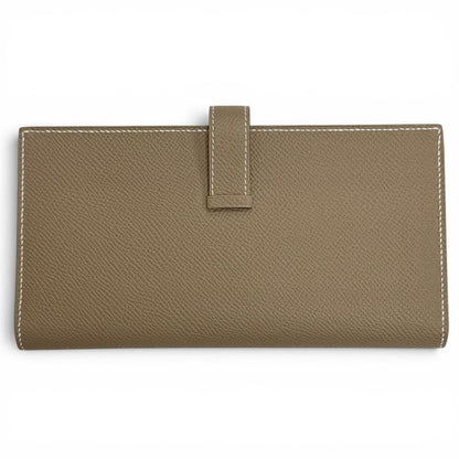 Hermes Bearn Souffle Veau Epsom Etoupe Gold Bifold Wallet — view 3