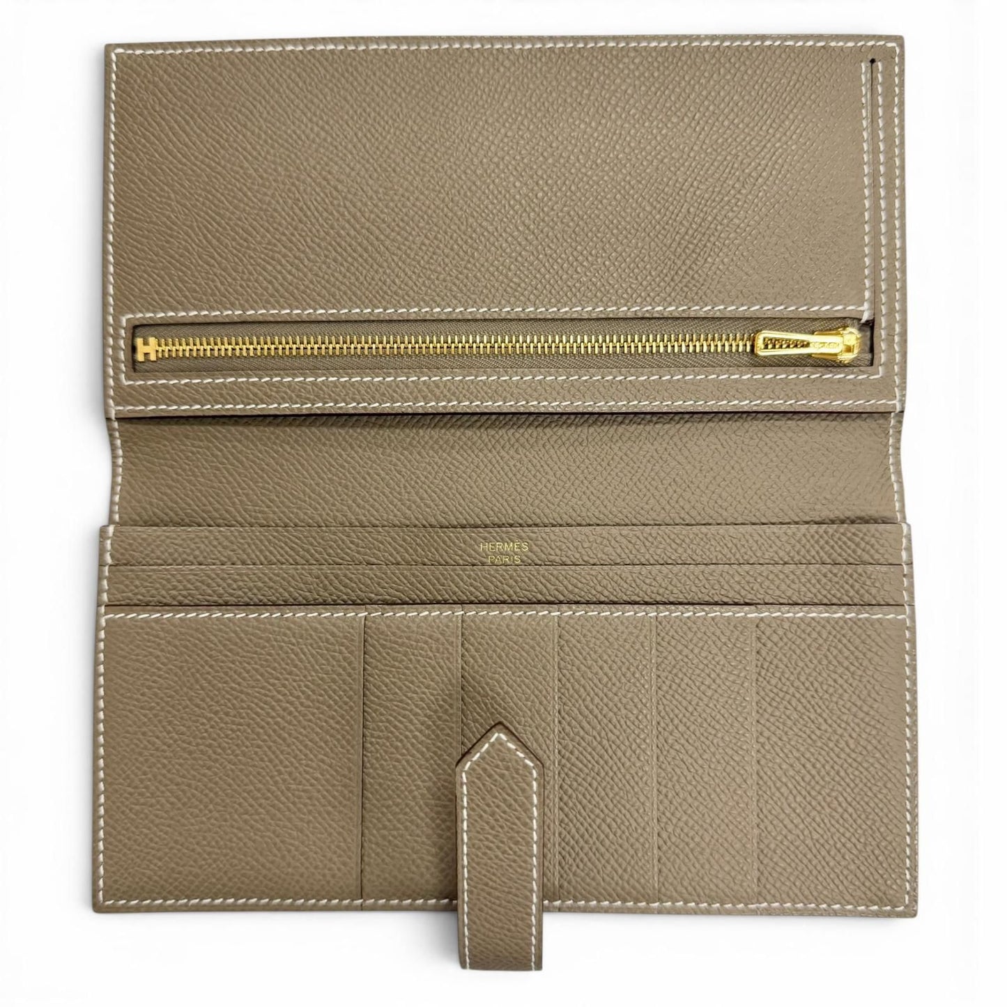 Hermes Bearn Souffle Veau Epsom Etoupe Gold Bifold Wallet — view 6