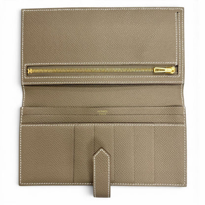 Hermes Bearn Souffle Veau Epsom Etoupe Gold Bifold Wallet — view 6