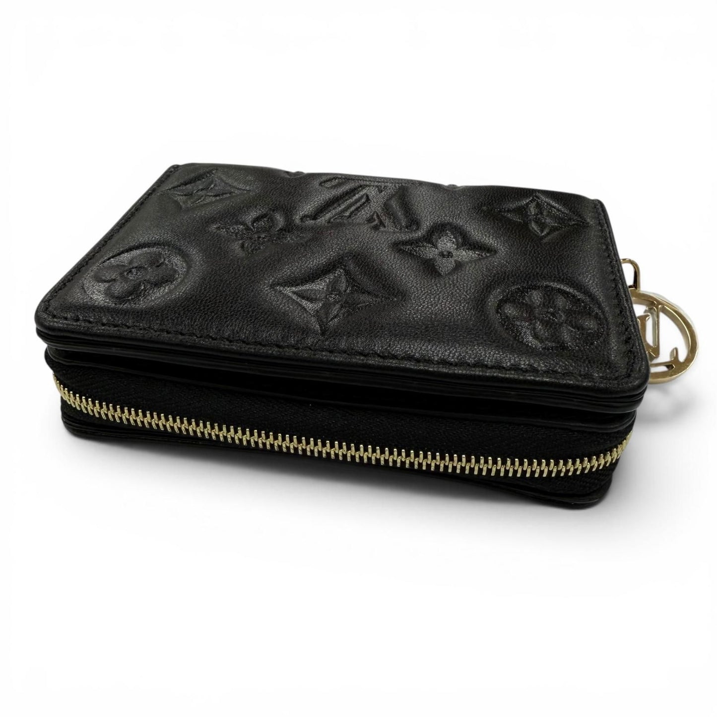 Louis Vuitton Coussin Portefeuille Lou Lambskin Monogram Compact Wallet Black — view 5