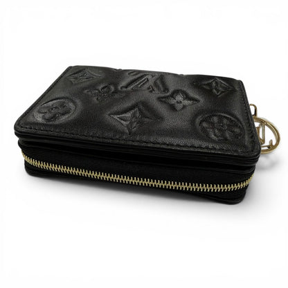 Louis Vuitton Coussin Portefeuille Lou Lambskin Monogram Compact Wallet Black — view 5