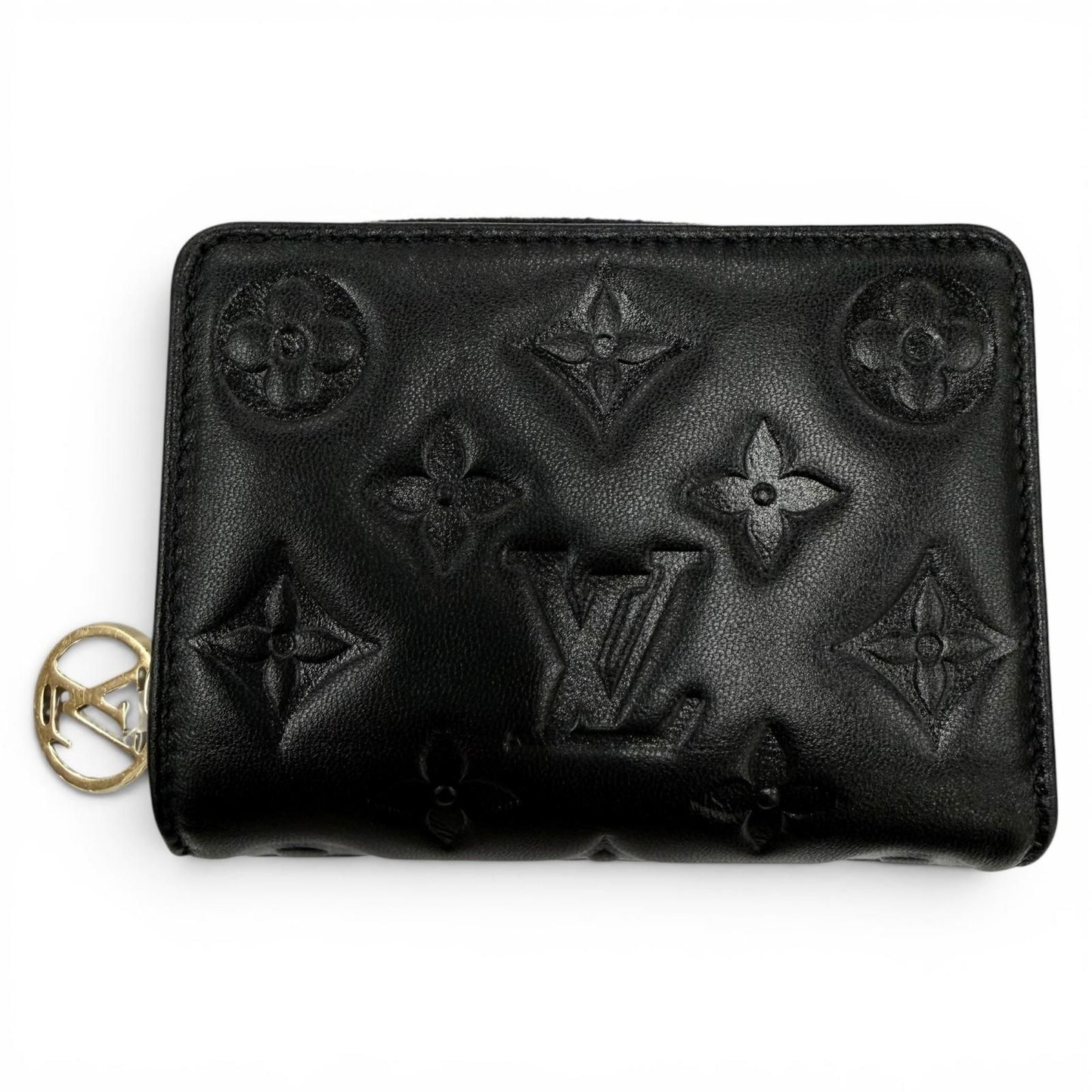 Louis Vuitton Coussin Portefeuille Lou Lambskin Monogram Compact Wallet Black