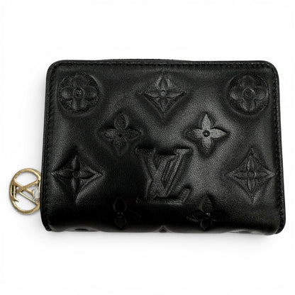 Louis Vuitton Coussin Portefeuille Lou Lambskin Monogram Compact Wallet Black