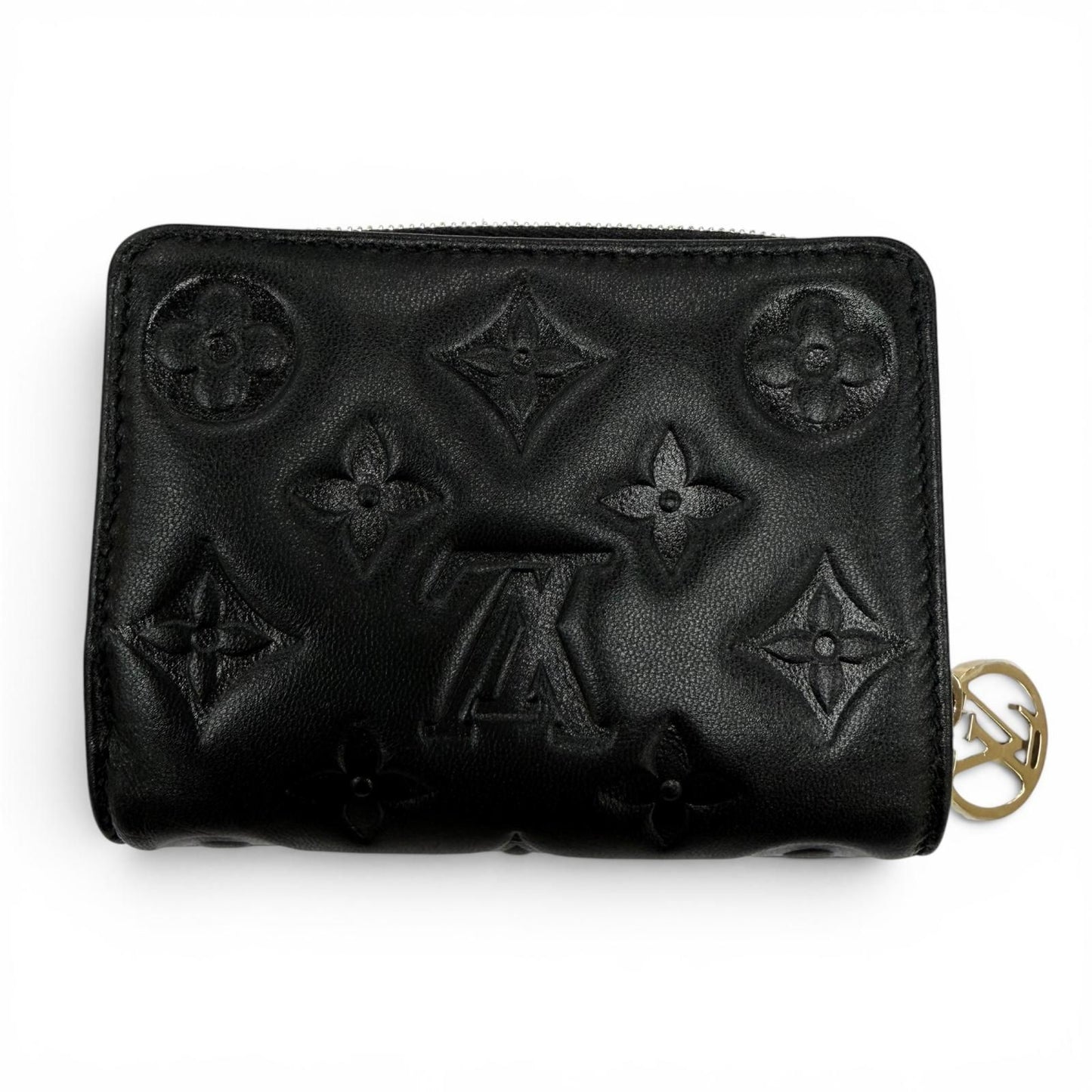 Louis Vuitton Coussin Portefeuille Lou Lambskin Monogram Compact Wallet Black — view 3