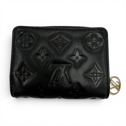 Louis Vuitton Coussin Portefeuille Lou Lambskin Monogram Compact Wallet Black — view 3