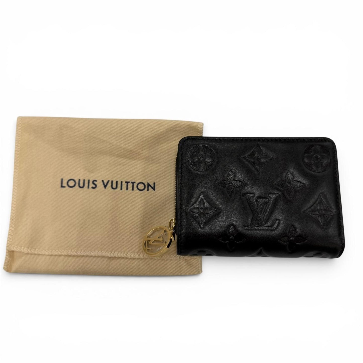 Louis Vuitton Coussin Portefeuille Lou Lambskin Monogram Compact Wallet Black — view 2