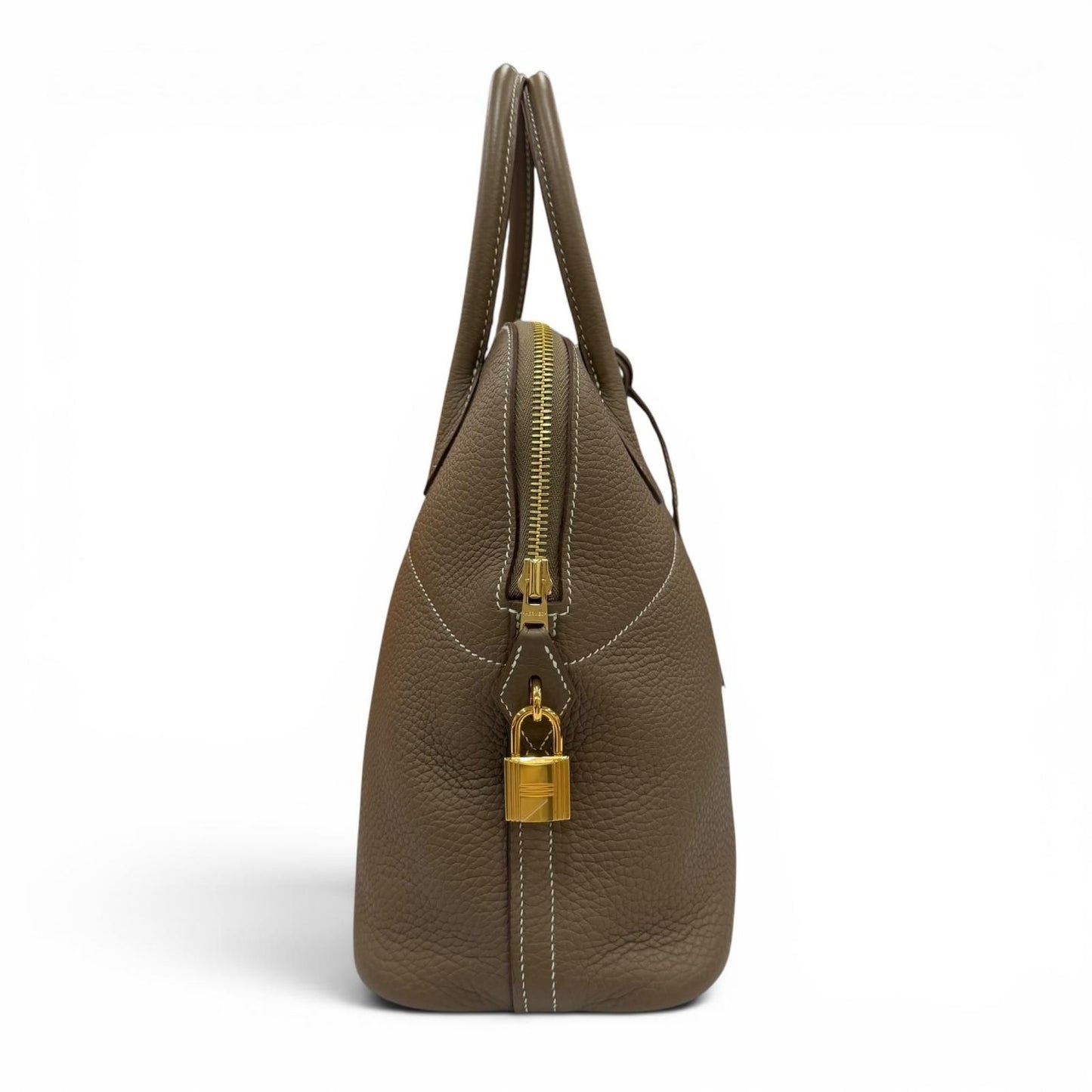 Hermes Bolide 31 Taurillon Clemence Etoupe Gold Handbag — view 4