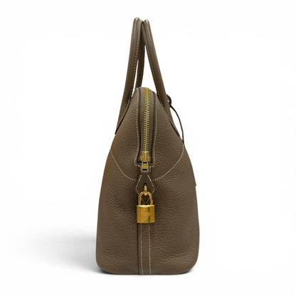 Hermes Bolide 31 Taurillon Clemence Etoupe Gold Handbag — view 4