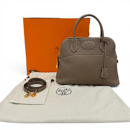 Hermes Bolide 31 Taurillon Clemence Etoupe Gold Handbag — view 2