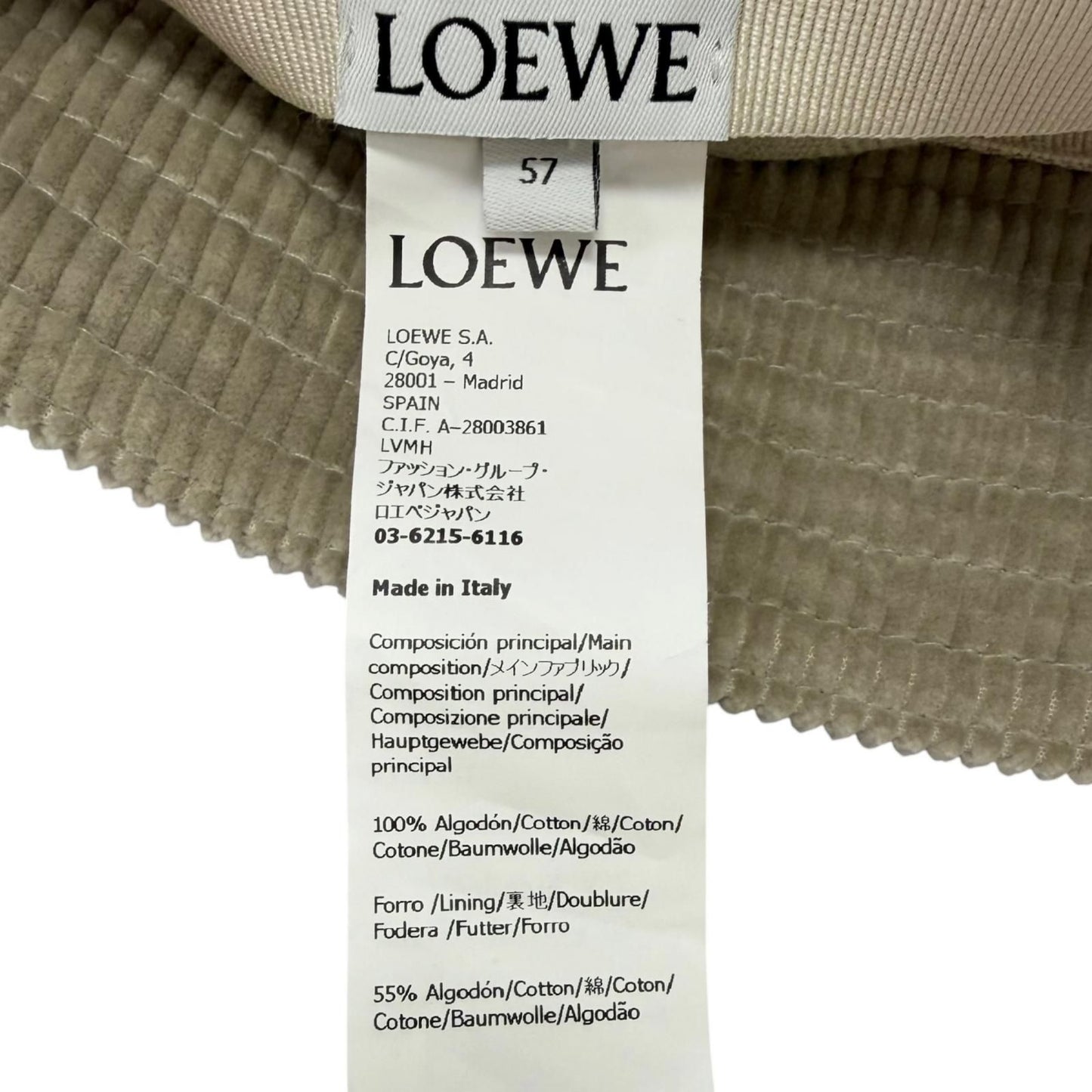 Loewe Corduroy Anagram Patch Bucket Hat Gray Ju 57 — view 7
