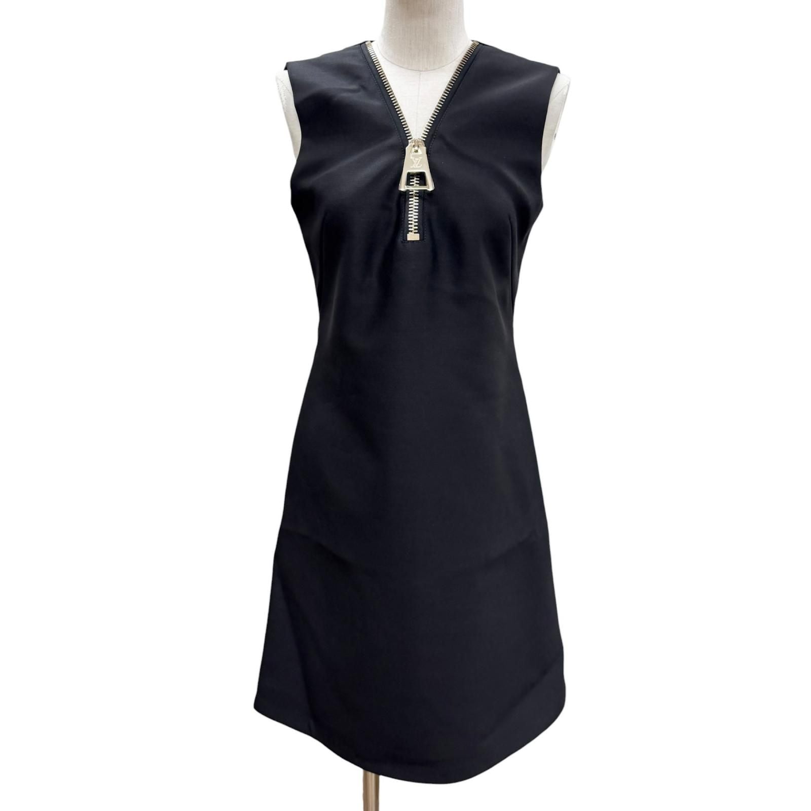 Louis Vuitton LV Zip Silk Blend Sleeveless Dress Black 36
