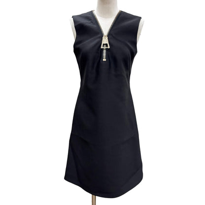 Louis Vuitton LV Zip Silk Blend Sleeveless Dress Black 36
