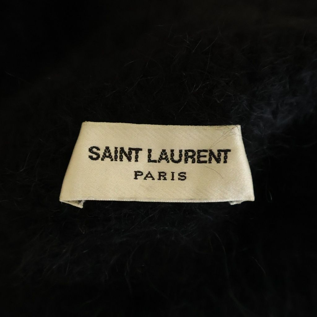 Saint Laurent Paris Highneck Mohair Knit Sweater Black — view 6