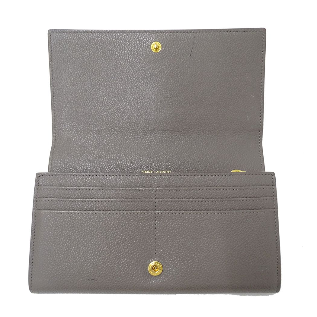 Saint Laurent Wallet Leather Gray Logo Simple — view 5