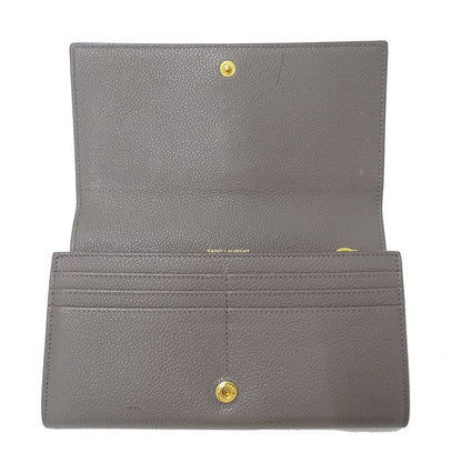Saint Laurent Wallet Leather Gray Logo Simple — view 5