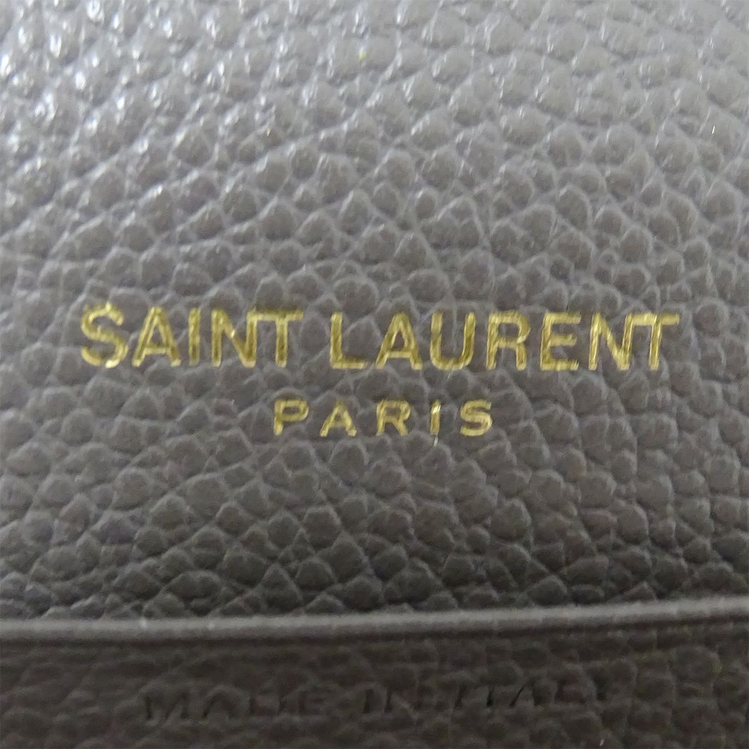 Saint Laurent Wallet Leather Gray Logo Simple — view 7