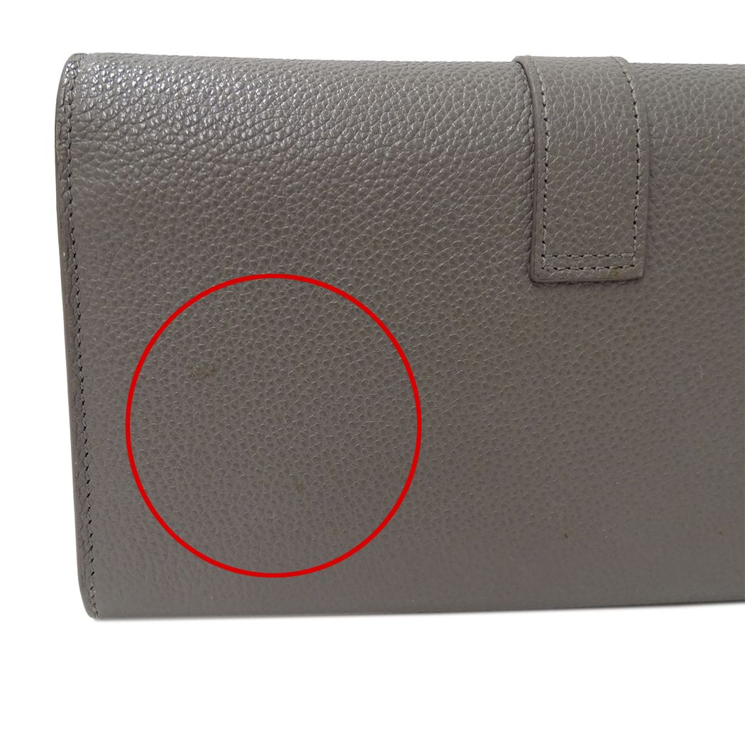 Saint Laurent Wallet Leather Gray Logo Simple — view 9