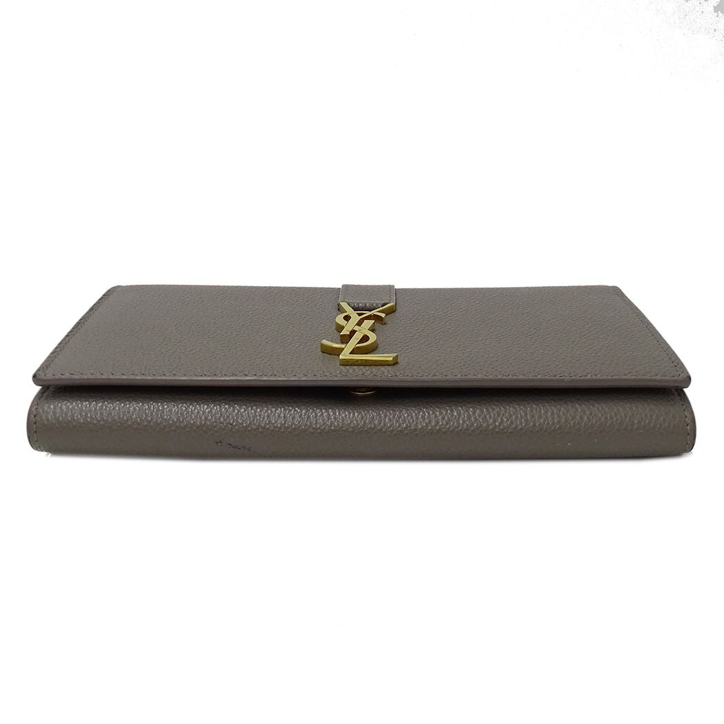 Saint Laurent Wallet Leather Gray Logo Simple — view 3