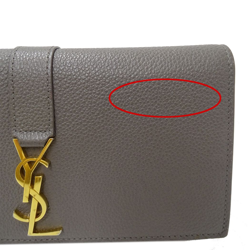 Saint Laurent Wallet Leather Gray Logo Simple — view 8