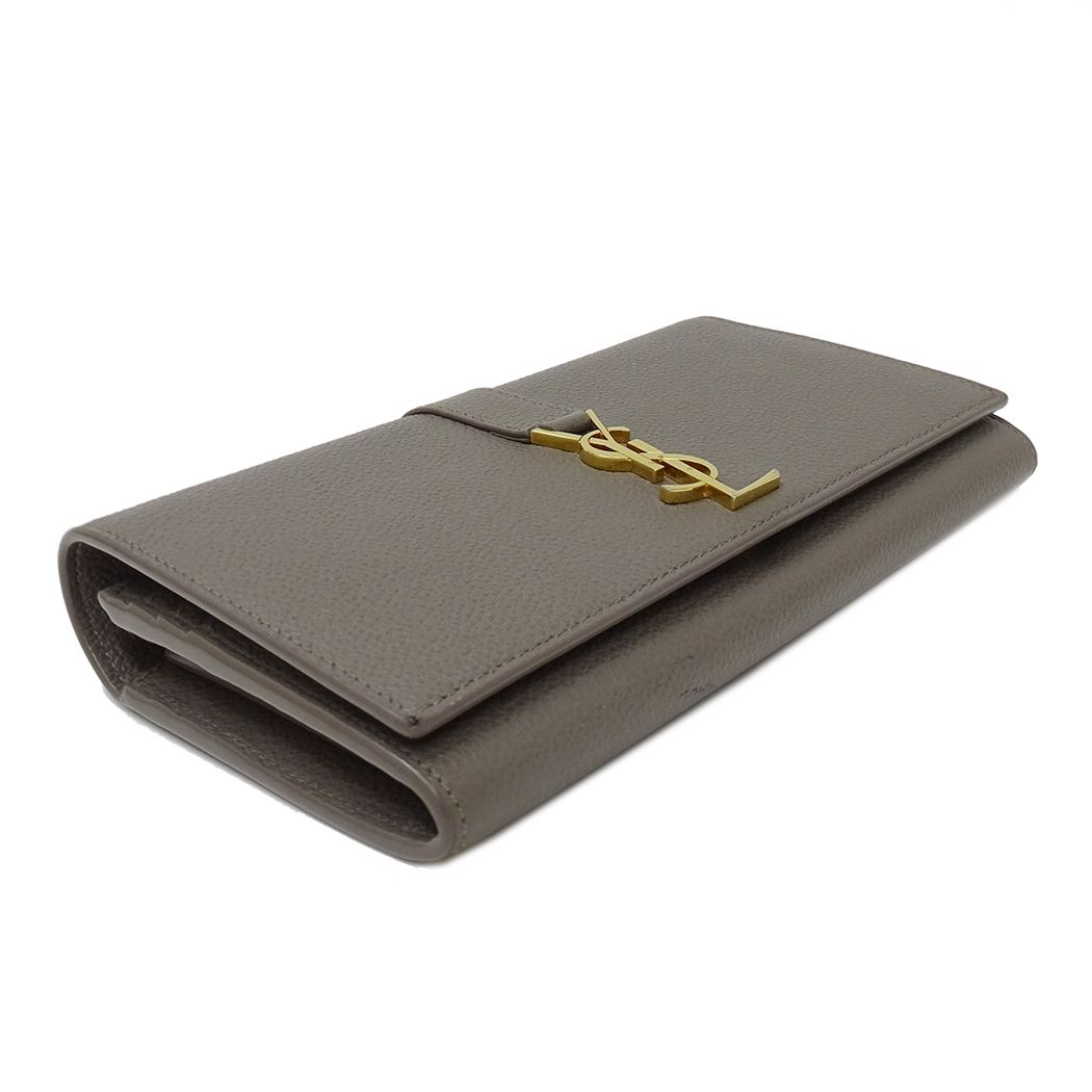 Saint Laurent Wallet Leather Gray Logo Simple — view 4