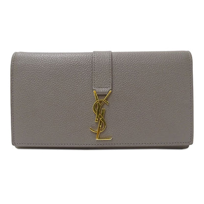 Saint Laurent Wallet Leather Gray Logo Simple