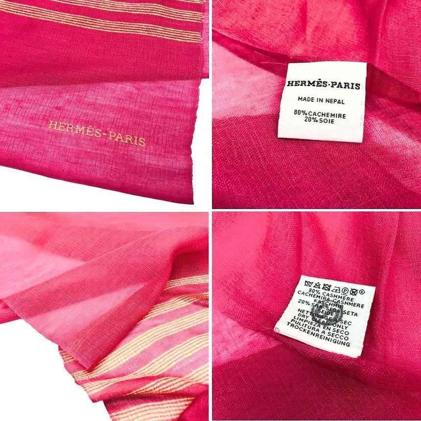 Hermes Shawl Cashmere Plume Stitching Neckwear Pink Large Scarf New Vintage — view 3