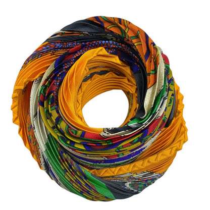 Hermes Festival Pleats Carre Scarf All Over Pattern Silk Yellow Multicolor — view 8
