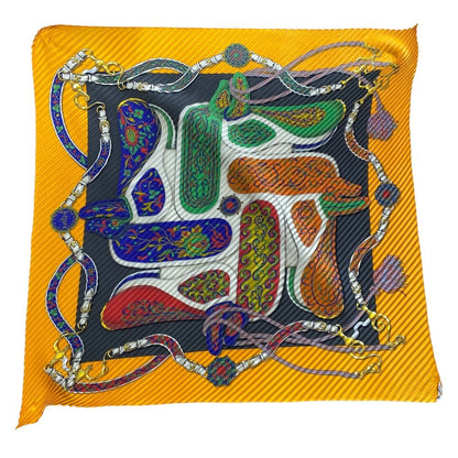 Hermes Festival Pleats Carre Scarf All Over Pattern Silk Yellow Multicolor — view 6